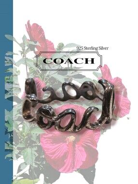 COACH Sterling Silver Script Logo Ring - Size 7